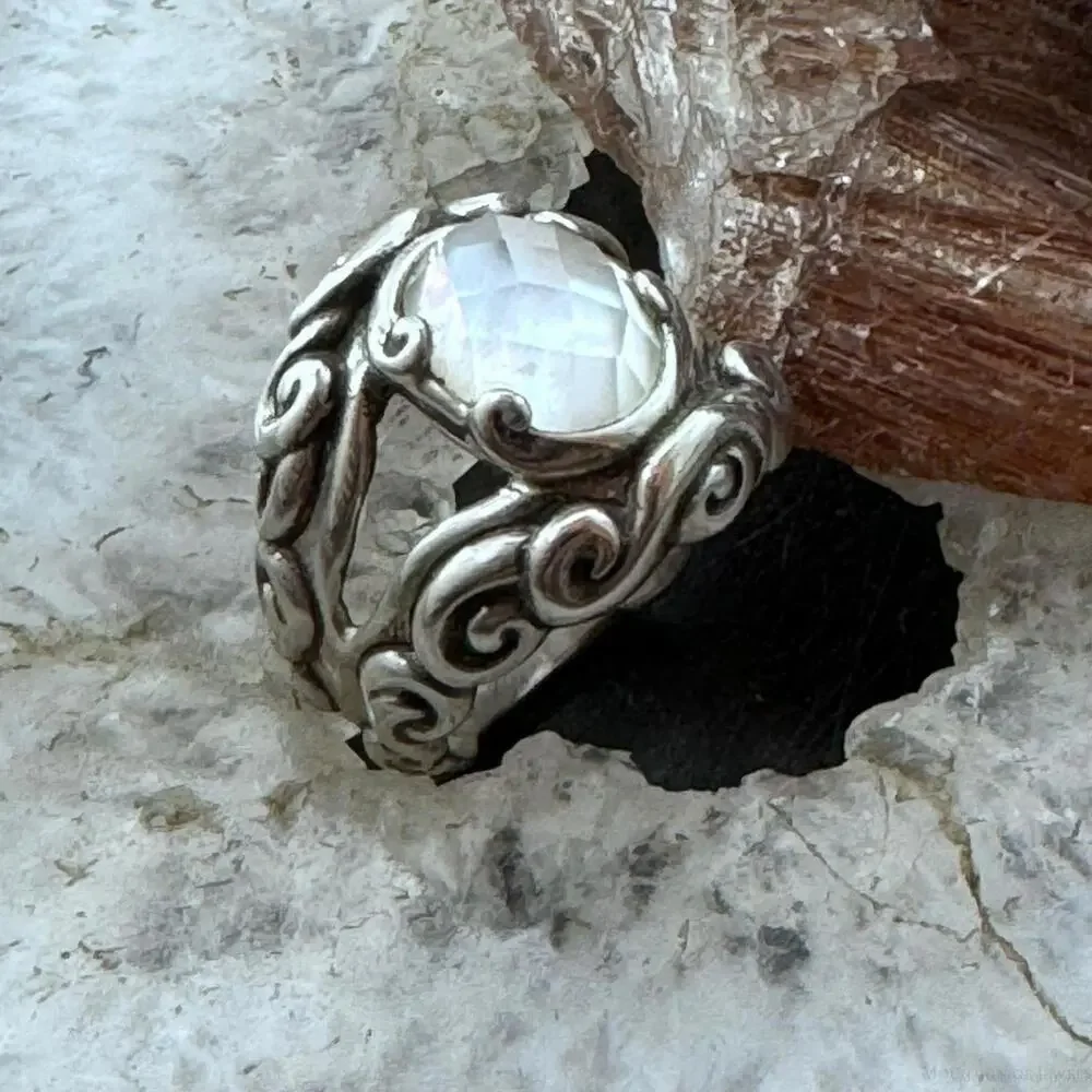 Carolyn Pollack Sterling Oval Moonstone/Clear Quartz Doublet Ring Sz 5 For Women